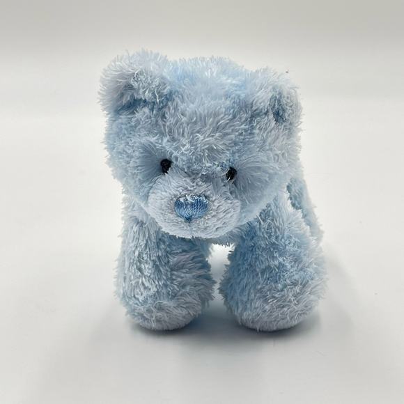 Tiny Aurora Baby Blue Bear Plush Mini Rattle Handmade Small Stuffed Animal - Picture 1 of 12